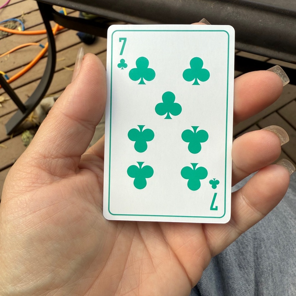 Dior Teal/green seven of clubs Playing Card